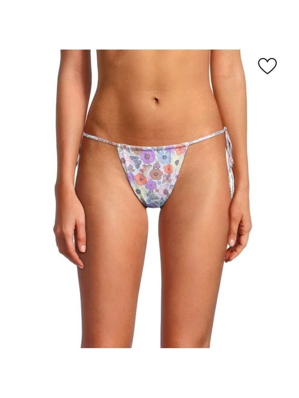 Frankies Bikinis Naomi Floral Bikini Bottom Pink White Large NWT